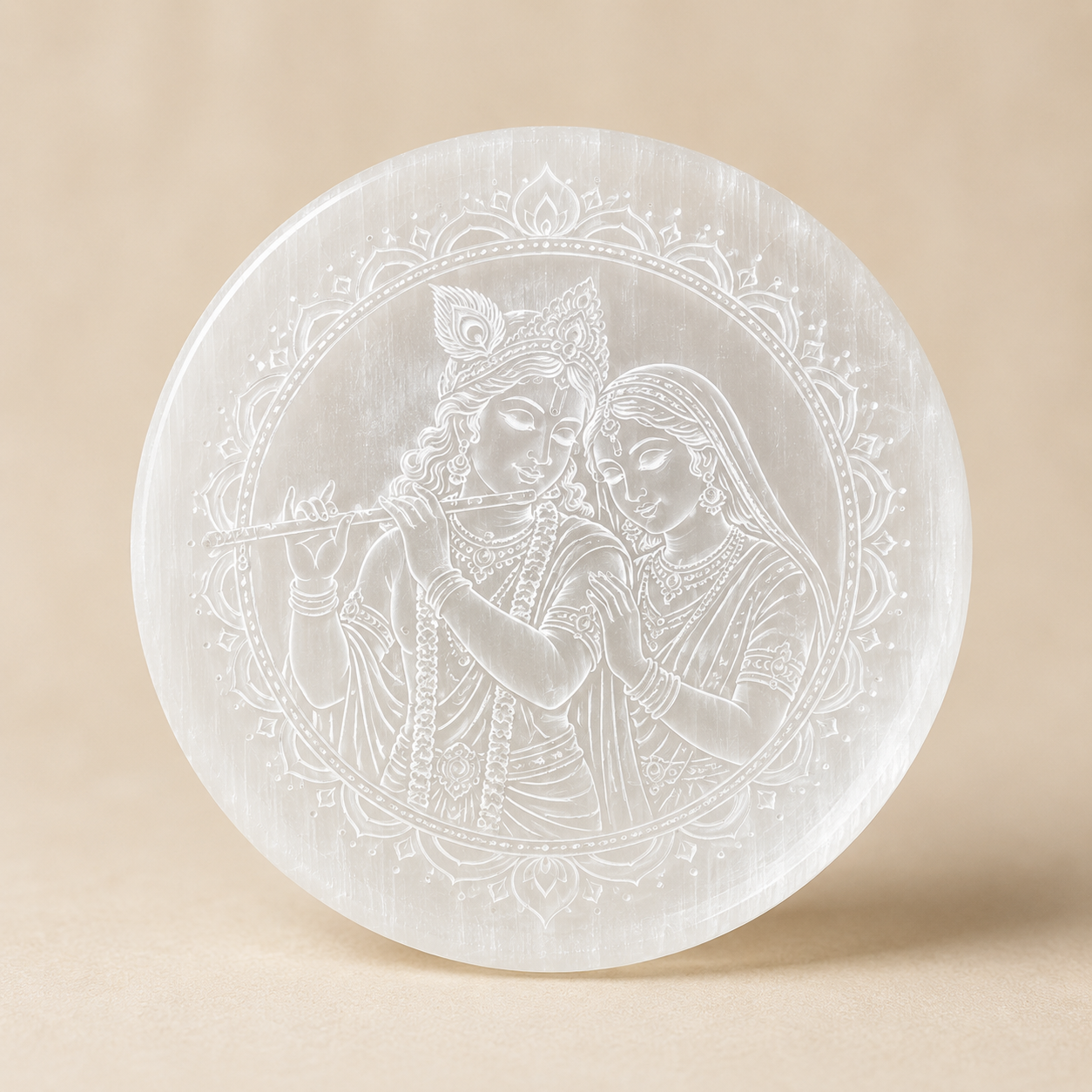 Auriclane Radha Krishna Selenite Charging Plate product photo for Auriclane