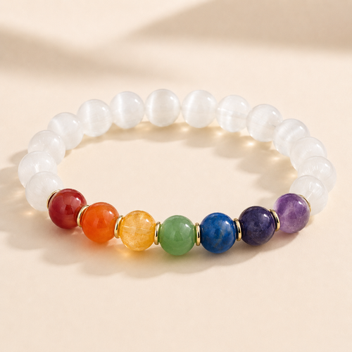  7 Chakra Selenite Bracelet 