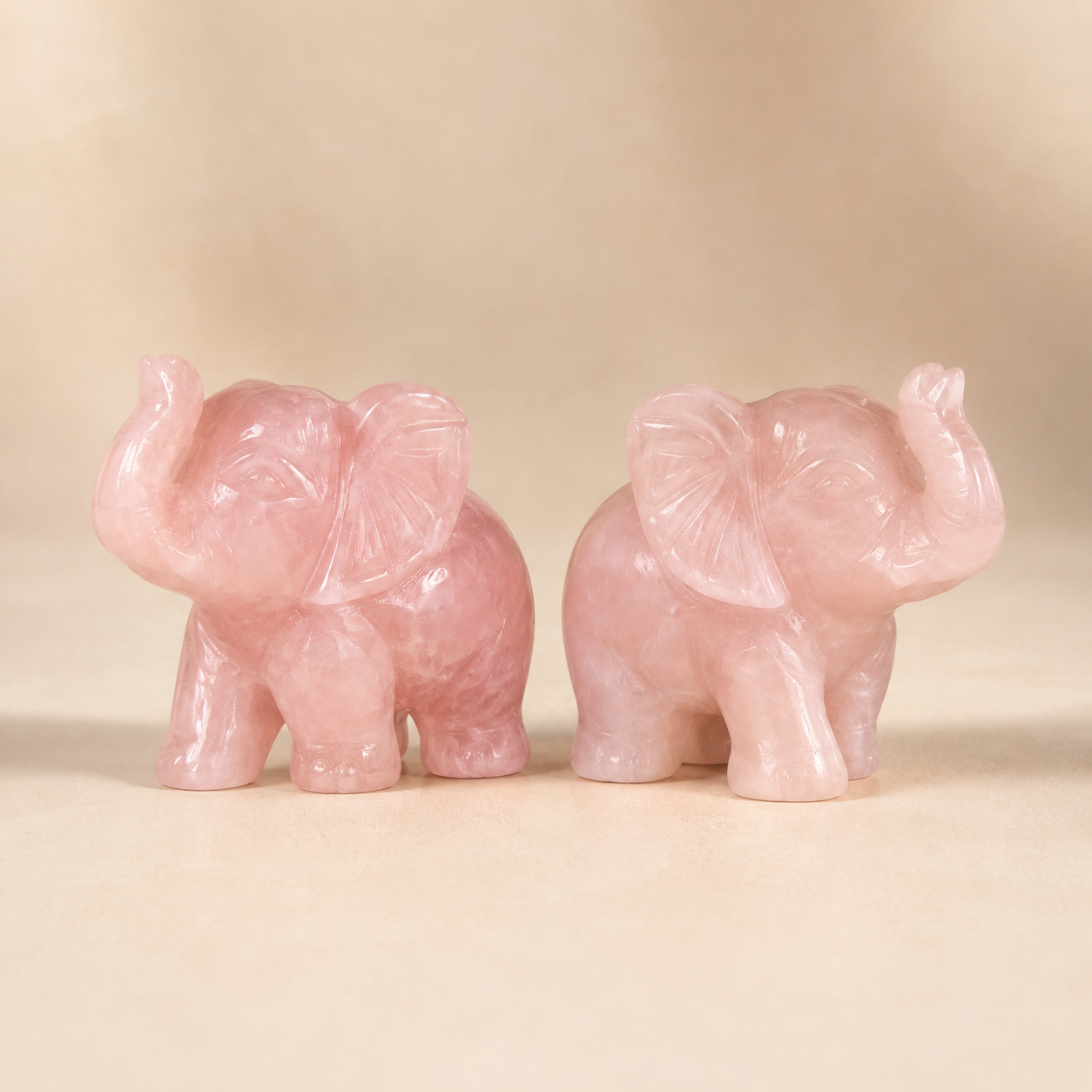 Auriclane Rose Quartz Elephant Pair product photo for Auriclane