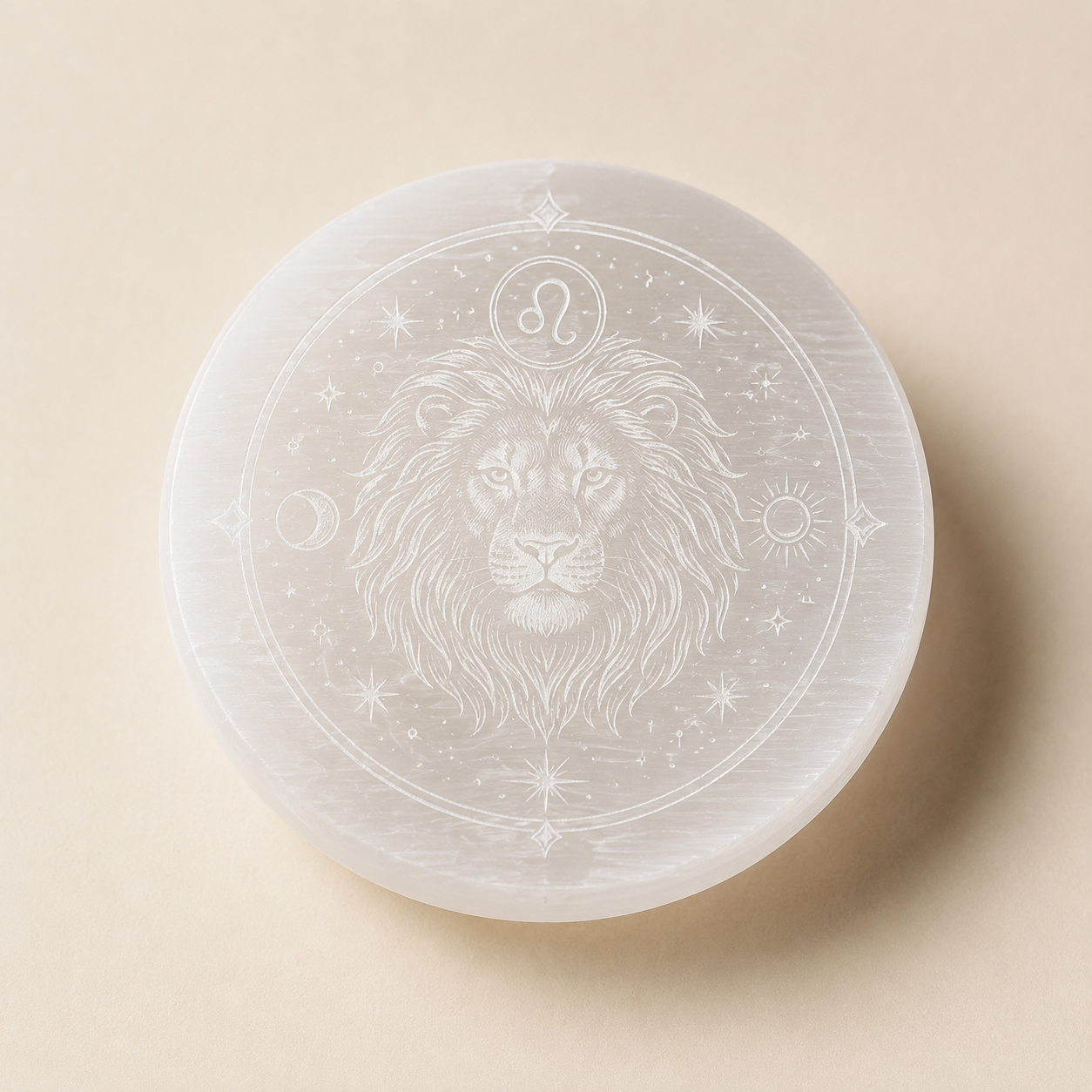 Auriclane Zodiac Lion Selenite Charging Plate product photo for Auriclane