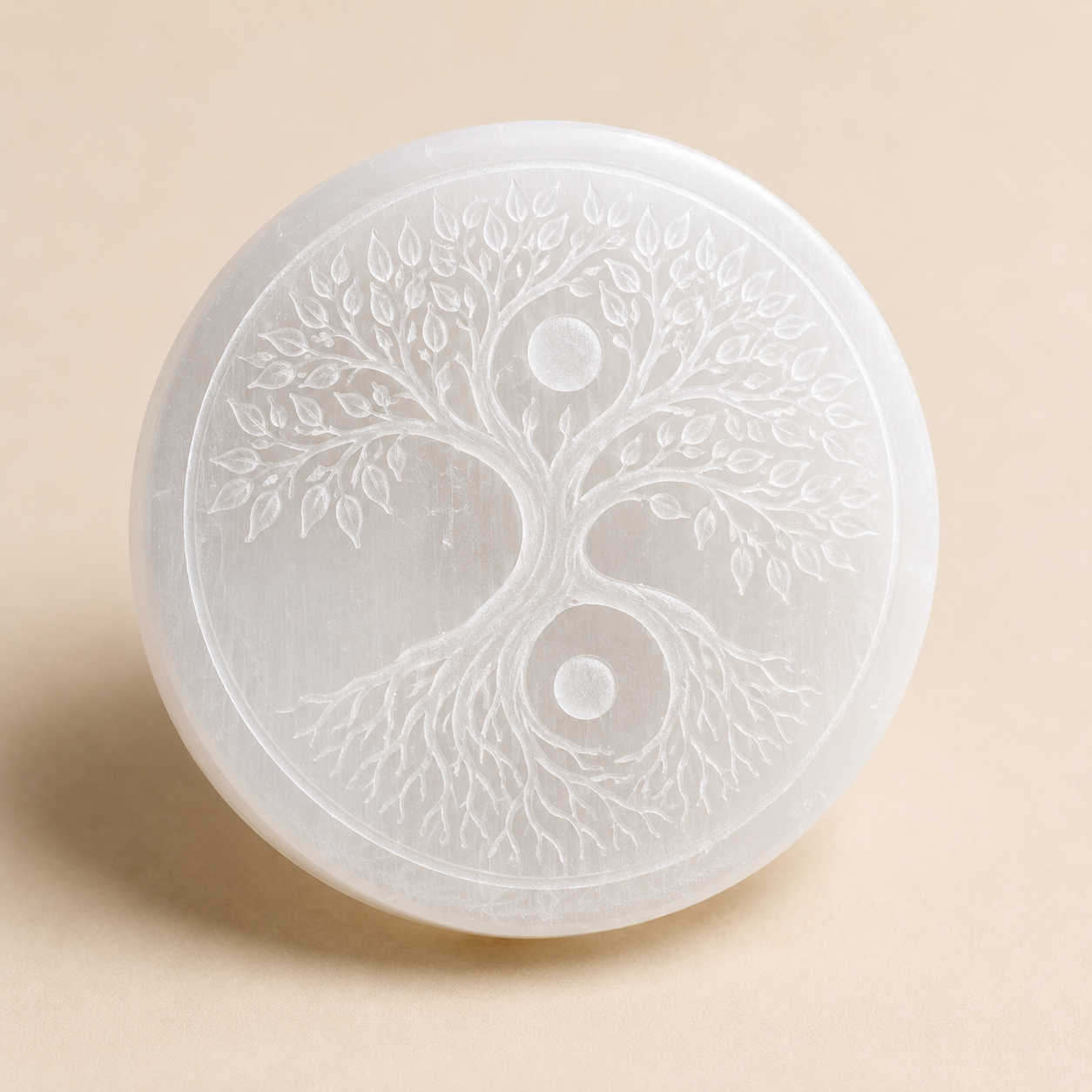 Auriclane Tree of Life Yin Yang Selenite Plate product photo for Auriclane